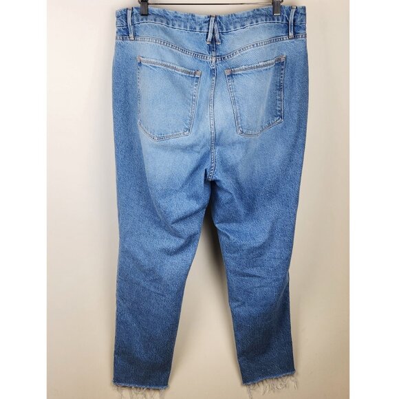 Good American Weekender Straight Leg Jeans Distressed Ripped Knees sz 15 - Picture 3 of 13